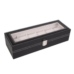 6 Slots Leather Box Watch Holder