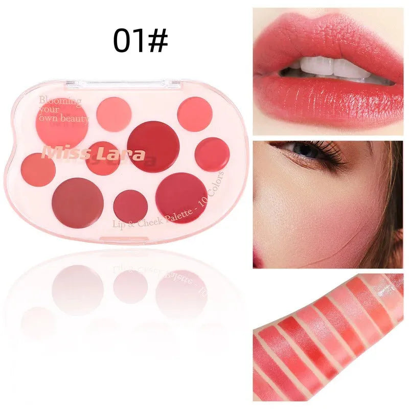Miss Lara Aesthetic Lip & Cheek Cream - 10 Colors Palette