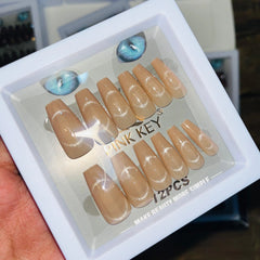 Pink key Stylish Salon Look Artifical Nails With Free Stickers (12 Pcs)