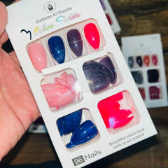 Color Sister Salon Look Artifical Nails With Free Stickers (96Pcs 4 Color in One Pack)