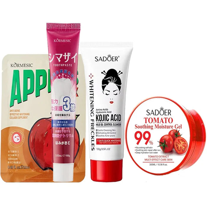 New Pack of 4 Red deal Face Wash & Tooth paste OR Facial Mask & Soothing Gel skin care series