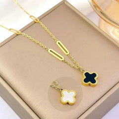Stainless Steel Clover Double Side Chain Locket β Each