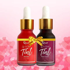 Glaash Water-Based Lip & Cheek Tint – 15 ml Pack of 2: Plum Fatale & Red Fire
