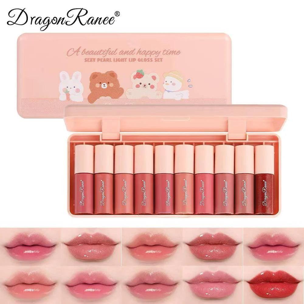 10Pcs Dragon Ranee A Beautiful And Happy Time Sexy Pearl Light Lip Gloss Set 10Pcs Dragon Ranee A Beautiful And Happy Time Sexy Pearl Light Lip Gloss Set