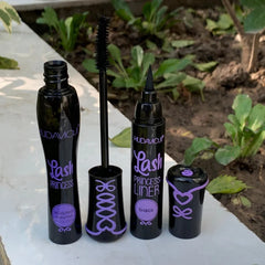 2 in 1 HudaMoji Princess False lash effect Mascara (Purple case) Black Liner