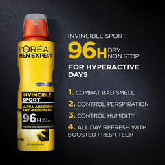 L'Oréal Men Expert Invincible Sport 96H Anti-Perspirant Deodorant Spray