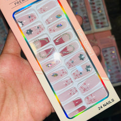 Professional Premium Series Artifical Nails With Free Stickers (24Pcs)