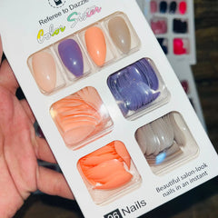 Color Sister Salon Look Artifical Nails With Free Stickers (96Pcs 4 Color in One Pack)