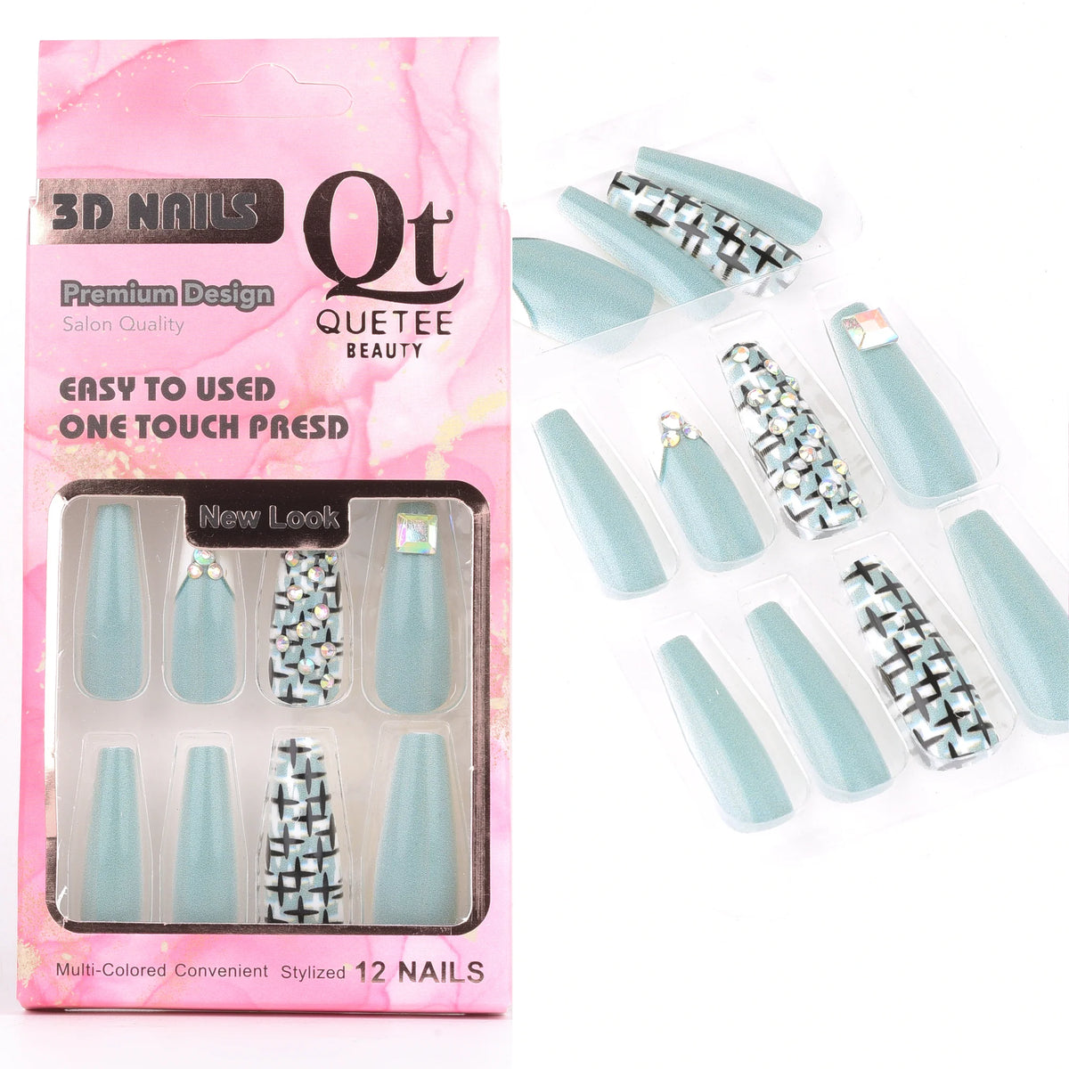 Quetee Beauty 3D Nails Premium Design four