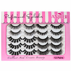 Anjieer 12 Pairs Mink Lashes - Luxurious