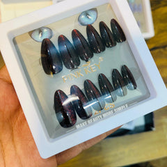 Pink key Stylish Artifical Nails With Free Stickers 12 Pcs)