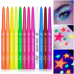 Cool Story Neon Eyeliner Pencils Set Waterproof Smudge-Proof (12 Colors)