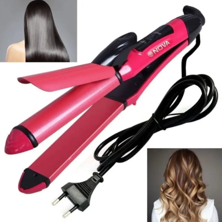 Nova 2 In 1 Professional Hair Curler Hair Straightener Ameena.pk