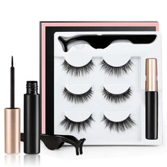3 Pairs Magnetic Eyelash With Magnetic Liquid Eyeliner & Tweezer