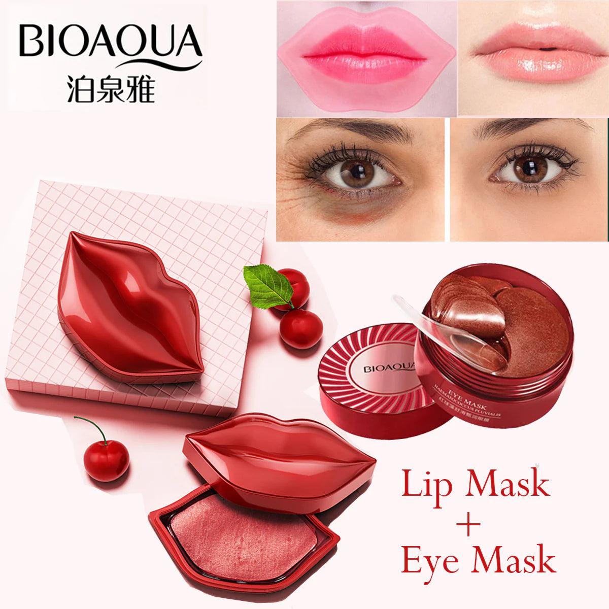 BIOAQUA 60Pcs Eye Mask & 20 Pcs Lip Mask Set