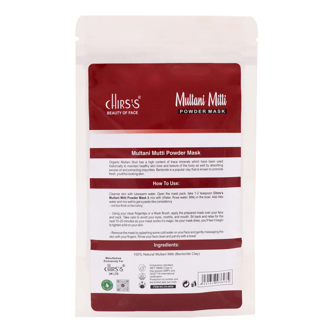 Chirs Multani Mitti Powder Mask - 100g Chirs Multani Mitti Powder Mask - 100g