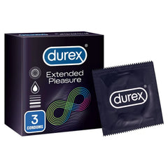 Durex Extended Pleasure Longer Lasting Condoms, 3-Pack