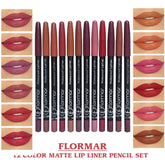 Flormor WaterProof Lip Liner Pencil - 12Pcs