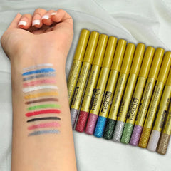 Gosh Glitter EyeShadow Pencil (Pack Of 12 Multicolor)