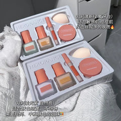 HERORANGE Pack of 4 Isolation Cream Liquid Foundation Concealer Loose Powder Makeup Kit
