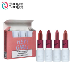 Hengfang Hey Girl! Wonderful Mini Tube Matte Finish Lipstick 4 Pcs Set