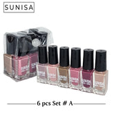 New Sunisa 6pcs Set Matte Nail Polish / Peel Off