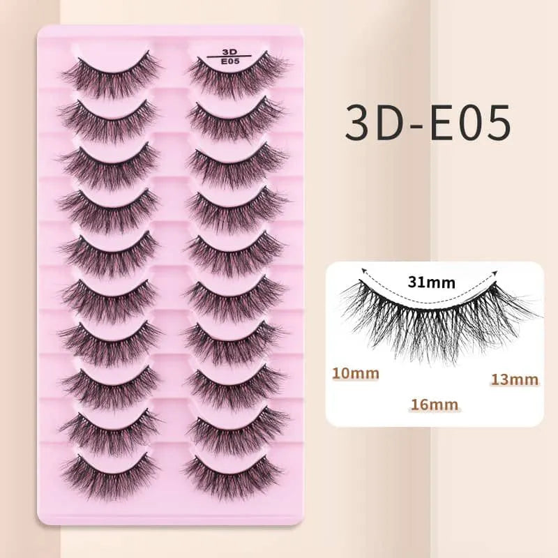 10 Pairs Mink Eyelashes 3D-E05