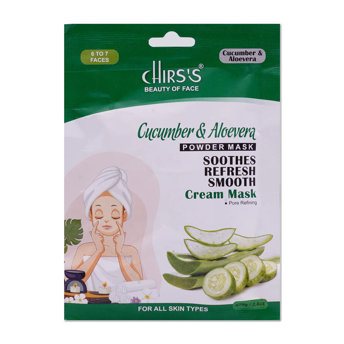 Chirs Cucumber & Aloevera Powder Mask - 75g Chirs Cucumber & Aloevera Powder Mask - 75g