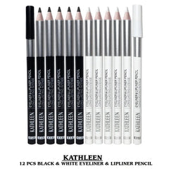 Kathleen 12 Pcs Black And White Eye liner Pencil