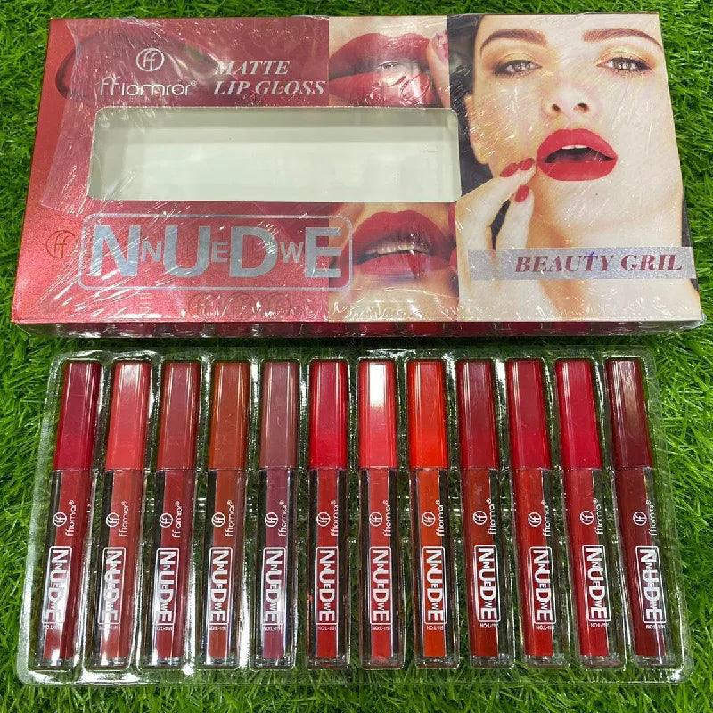Flomror New Nude Matte Lip Gloss - 12 Pcs