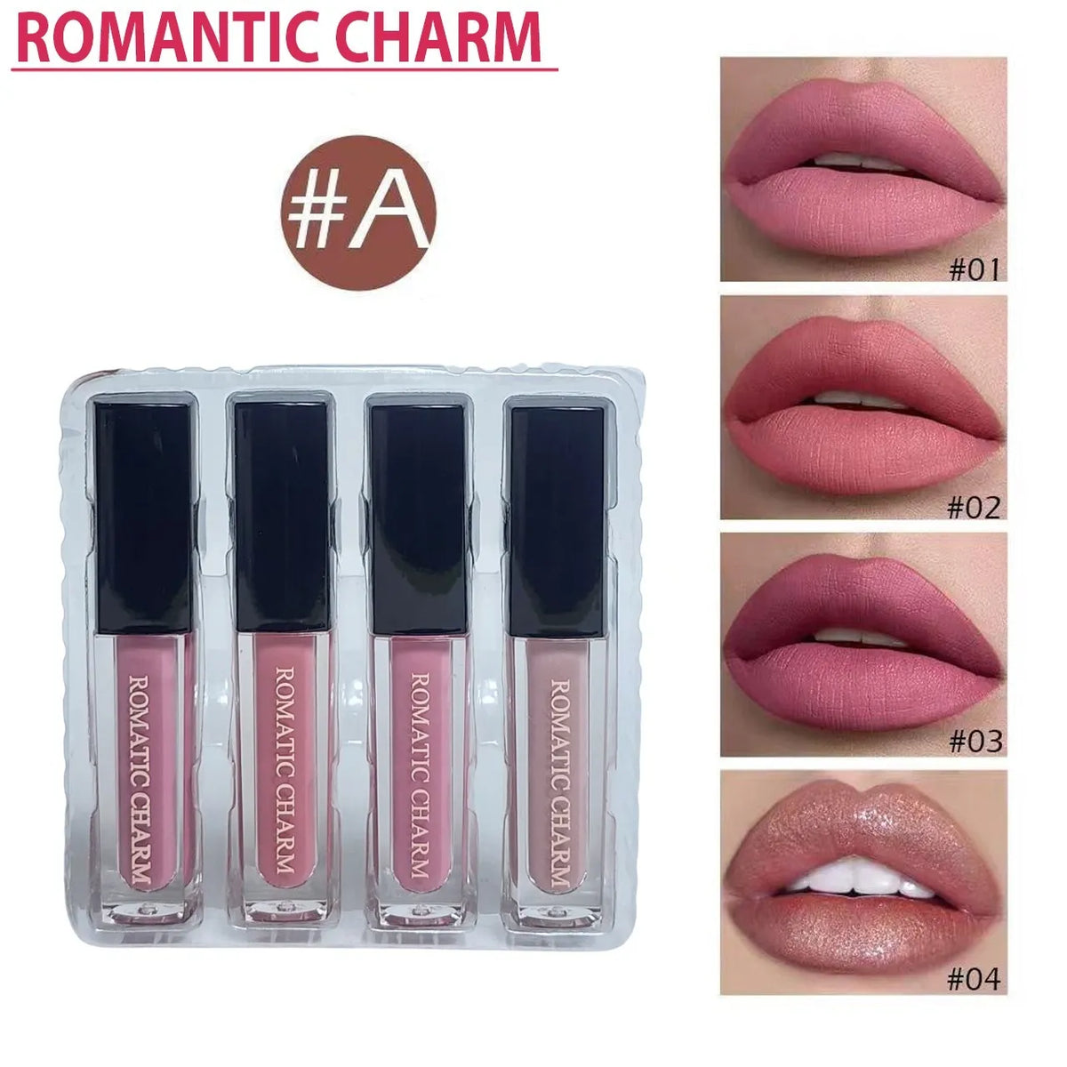Romantic Charm 4 Pcs LipGloss Set