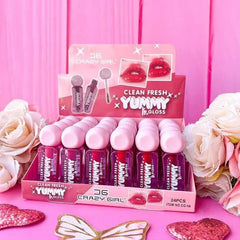 Crazy Girl CG Clean Fresh Yummy Lip Gloss - 12pcs Set