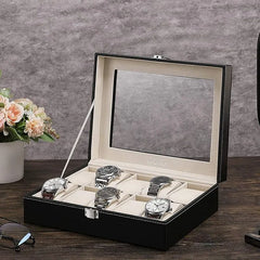 10 Slots Leather Box Watch Holder – Elegant Storage for Your Watch Collection