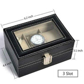 3 Slots Leather Box Watch Holder – Compact & Elegant Storage