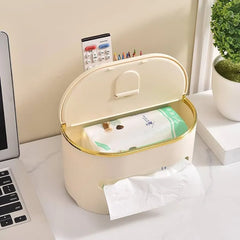 Multifunctional ABS Tissue Box with Storage – Sleek Organizer for Home & Office