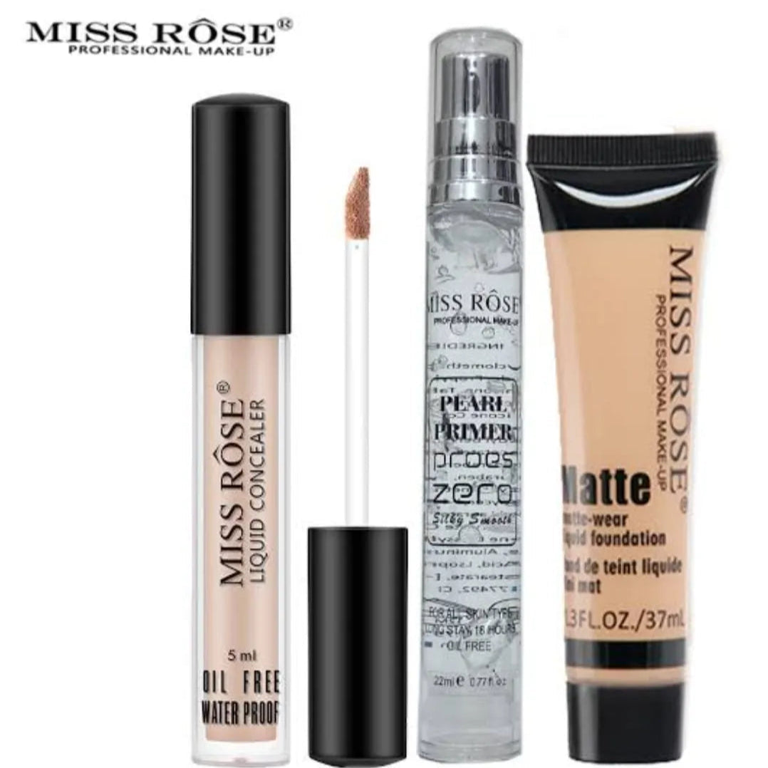 Miss Rose 3 in 1 Makeup Deal – Matte Tube, Primer & Concealer