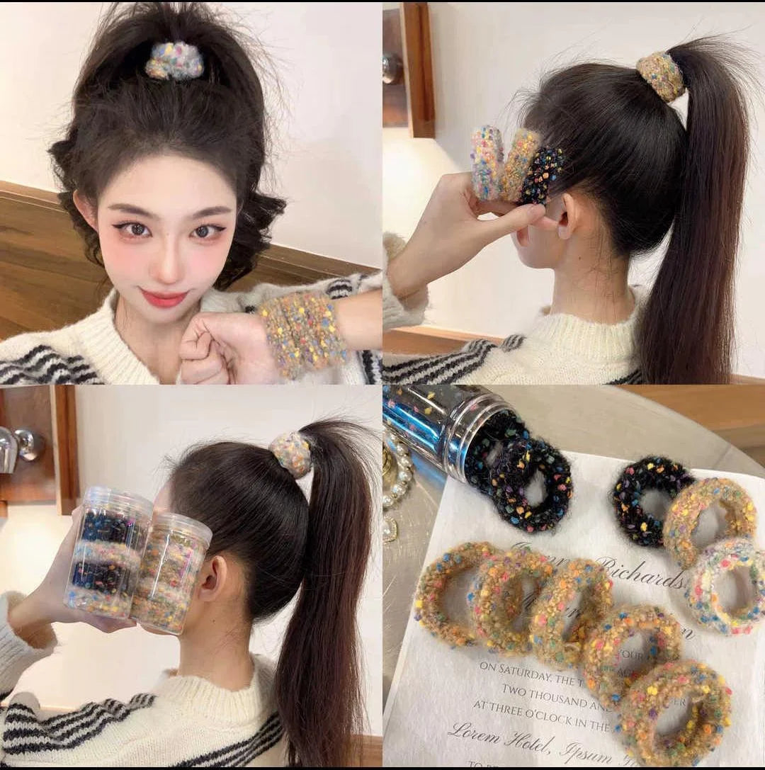 New Colored Dot Plush Hair Loop β Thick High Elastic Soft Velvet Headband (Each Box)