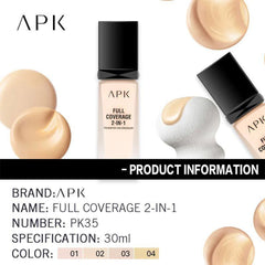 APK Full Coverage 2-in-1 Foundation & Concealer – Flawless, All-Day Coverage