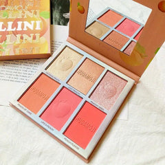 6 Color Hudamoji Bellini Blush + Highlighter Palette
