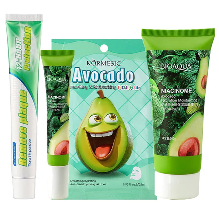 New Pack of 4 Avocado green deal Face Wash & Tooth paste OR Facial Mask & Eye Cream skin care series
