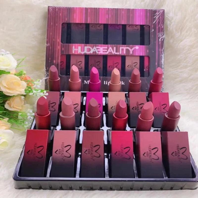 Huda Beauty Matte Lipstick Set 12 Pcs Ameena.pk