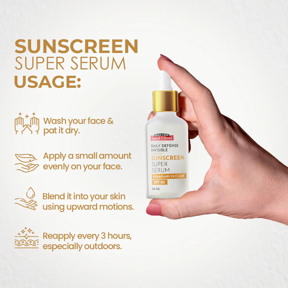 Saeed Ghani Daily Defense Invisible Sunscreen Super Serum SPF 60 – 30ml