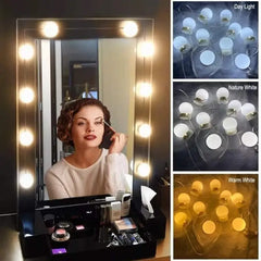 Vanity Light LED Bulbs for Makeup Mirror Stand | 10 Bulbs with 3 Light Modes