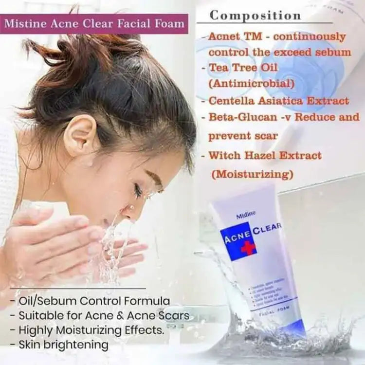 Mistine Acne Clear Face Wash Facial Foam 85 ml