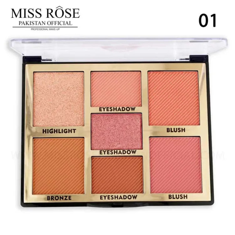 7 Colors Miss Rose Blush, Highlight, Eyeshadow Palette