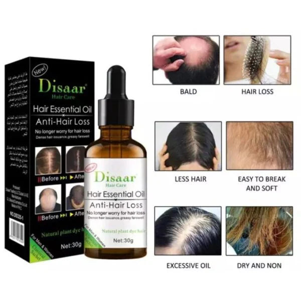 DISAAR 2 In 1 Hair Growth Essential Oil & Anti-Hair Loss Shampoo Growth