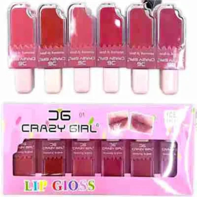 Crazy Girl Waterproof Long Lasting Ice Cream Lip Gloss 6Pcs