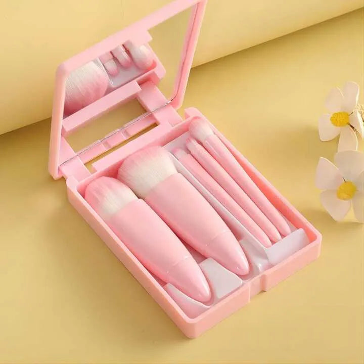 5pcs Makeup Brush Set, Comestic Blush Foundation Powder Lip Kit with Storage Box