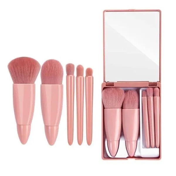 5pcs Makeup Brush Set, Comestic Blush Foundation Powder Lip Kit with Storage Box