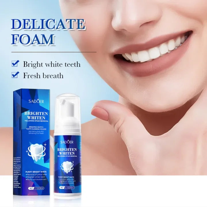 SADOER Brighten Whiten Tooth Cleaning Mousse Clean Tartar Gums Fresh Mouth Toothpaste 60ml